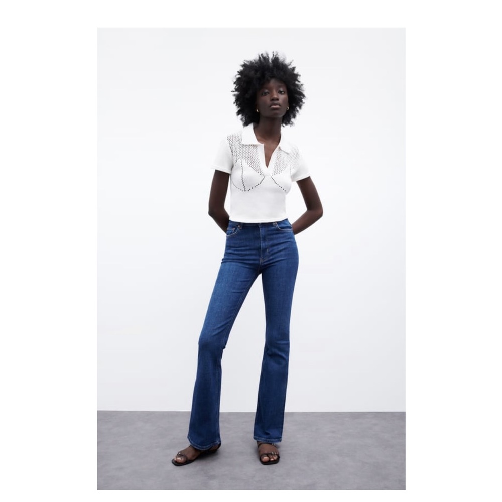Zara skinny flare jeans dark blue